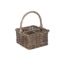 Red Hamper H120 Wicker Antique Wash Square 4 Section Cutlery Basket - thumbnail 1