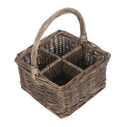 Red Hamper H120 Wicker Antique Wash Square 4 Section Cutlery Basket - thumbnail 3