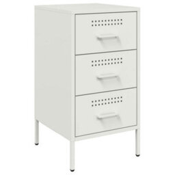 Berkfield Bedside Cabinet White 36X39X68 Cm Steel - thumbnail 2