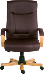 Teknik Richmond Executive Chair In Brown Bonded Leather, With Light Wood Finish And Seat Height Adjustment And Tilt - thumbnail 2