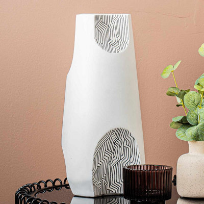 Vanity Living 35Cm White And Grey Polyresin Vase Modern Decorative Tall Vase For Living Room - image 1