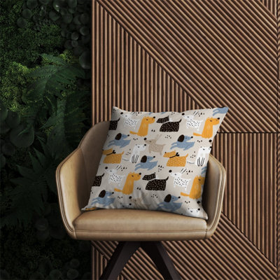 Warren Reed Designer Hand Drawn Dogs Outdoor Cushion 60Cm X 60Cm