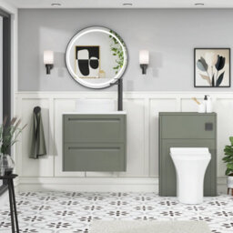 Royal Bathrooms Royal Bathroom Elmore 600mm Matt Green Wall Mounted Bathroom Vanity Unit 2 Drawer Plain White Worktop With Round Basin - thumbnail 5