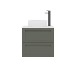 Royal Bathrooms Royal Bathroom Elmore 600mm Matt Green Wall Mounted Bathroom Vanity Unit 2 Drawer Plain White Worktop With Round Basin - thumbnail 7
