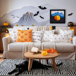 Amorly 2Pack Halloween White Scary Ghost Throw Pillow Covers, 18Inch Cute Skeleton Pillowcases, Indoor Holiday Decor For Sofa, Couch - thumbnail 7