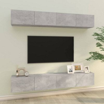 Berkfield Wall Tv Cabinets 4 Pcs Concrete Grey 100X30X30 Cm - image 1