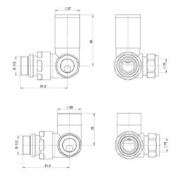 Plum&clay Pair Of Round Nickel Corner Radiator Valves - thumbnail 2