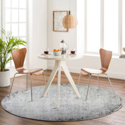 Livabliss Round Roma-Abstract Charcoal Grey Off-White Modern Marble Living Dining Bedroom Rug 200 X 200 Cm Easy Care, Non Shedding - thumbnail 2
