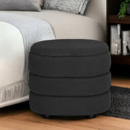 Urbn-Living Urbnliving Height 38Cm Soft Velvet Oval Dark Grey Ottoman Storage Pouffe Footstool Dressing Vanity Chair