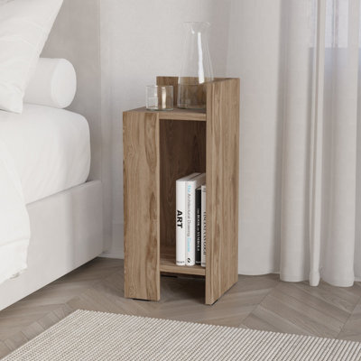 Decortie Elos Modern Narrow Right Module Bedside Table Nightstand 25Cm Drop-Door Storage Whiskey Oak - image 1