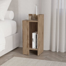 Decortie Elos Modern Narrow Right Module Bedside Table Nightstand 25Cm Drop-Door Storage Whiskey Oak - thumbnail 1