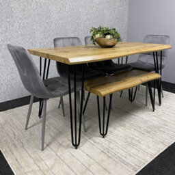 Kosy Koala Modern Dining Table Set With Bench And 4 Grey Velvet Chairs Dining Room Furniture - thumbnail 2