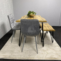 Kosy Koala Modern Dining Table Set With Bench And 4 Grey Velvet Chairs Dining Room Furniture - thumbnail 3