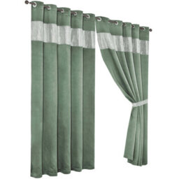 Diamante Blackout Eyelet Curtains In Sage Green, 228Cm X 228Cm