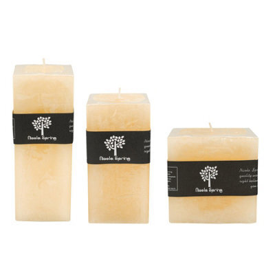 Nicola Spring Square Vanilla Pillar Candles - 3 Sizes - Cream - Pack Of 3 - image 1
