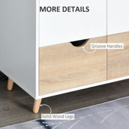 Homcom 2-Door Clothes Wardrobe W/ Rail Shelf 2 Storage Drawers Wood Feet White - thumbnail 6