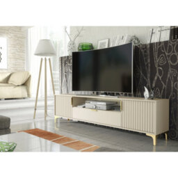 Creative Furniture Tide Crest Tv Unit 200Cm - Cashmere Warm Beige Taupe Finish & Gold - thumbnail 8