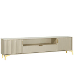 Creative Furniture Tide Crest Tv Unit 200Cm - Cashmere Warm Beige Taupe Finish & Gold - thumbnail 9