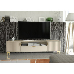 Creative Furniture Tide Crest Tv Unit 200Cm - Cashmere Warm Beige Taupe Finish & Gold - thumbnail 4