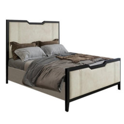 Milano Designer Metal Frame Upholstered  Black & Cream Bed Frame - thumbnail 2