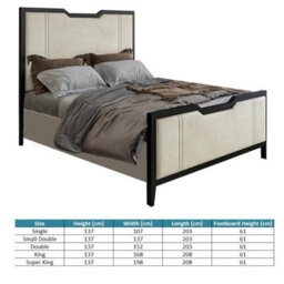 Milano Designer Metal Frame Upholstered  Black & Cream Bed Frame - thumbnail 3