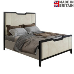Milano Designer Metal Frame Upholstered  Black & Cream Bed Frame - thumbnail 4