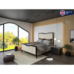 Milano Designer Metal Frame Upholstered  Black & Cream Bed Frame - thumbnail 5