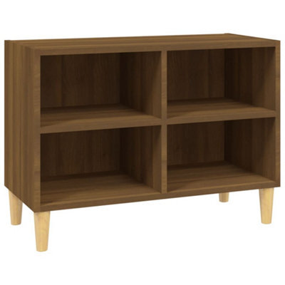 Berkfield Sturdy Tv Cabinet With Solid Wood Legs Brown Oak 69.5X30X50 Cm - image 1