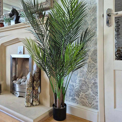 4.5Ft Artificial Palm Tree 135Cm With 20 Leaves & Black Pot - image 1