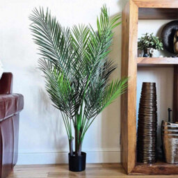 4.5Ft Artificial Palm Tree 135Cm With 20 Leaves & Black Pot - thumbnail 2