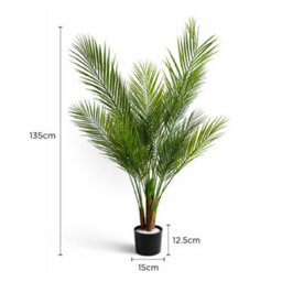 4.5Ft Artificial Palm Tree 135Cm With 20 Leaves & Black Pot - thumbnail 4