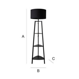Valuelights Hiru Black 3 Tier Shelf Floor Lamp With Black Drum Shade And Bulb - thumbnail 9