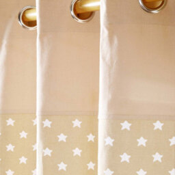 Homescapes Cotton Stars Beige Ready Made Eyelet Curtain Pair, 137 X 182 Cm Drop - thumbnail 3