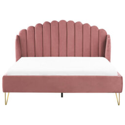 Beliani Bed Velvet Ambillou 180 X 200 Cm (Eu Super King) Pink - thumbnail 4