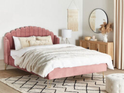 Beliani Bed Velvet Ambillou 180 X 200 Cm (Eu Super King) Pink - thumbnail 2