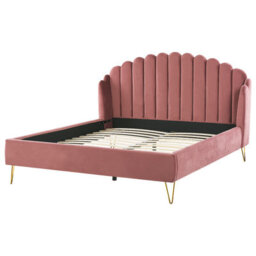 Beliani Bed Velvet Ambillou 180 X 200 Cm (Eu Super King) Pink - thumbnail 5