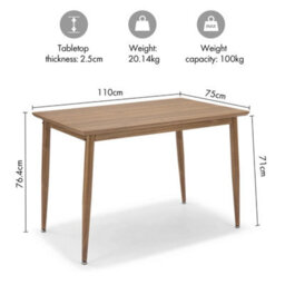 Dark Wood Effect Rectangular 4 Seater Kitchen Dining Table - thumbnail 2