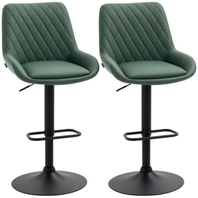 Bar Stools Set Of 2, Adjustable Bar Chairs 360 Degree Swivel, Green - image 1
