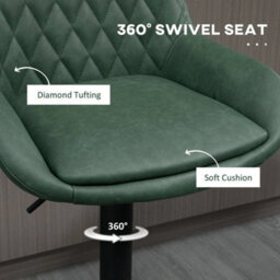 Bar Stools Set Of 2, Adjustable Bar Chairs 360 Degree Swivel, Green - thumbnail 4