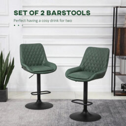 Bar Stools Set Of 2, Adjustable Bar Chairs 360 Degree Swivel, Green - thumbnail 6