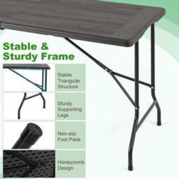 Gainoom 152 Cm Black Portable Folding Picnic Table Patio Dining Table - thumbnail 9