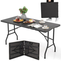 Gainoom 152 Cm Black Portable Folding Picnic Table Patio Dining Table - thumbnail 1