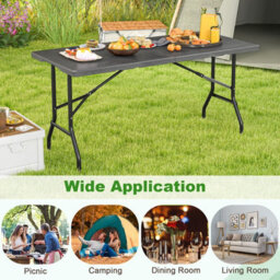 Gainoom 152 Cm Black Portable Folding Picnic Table Patio Dining Table - thumbnail 6