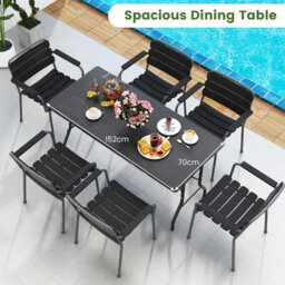 Gainoom 152 Cm Black Portable Folding Picnic Table Patio Dining Table - thumbnail 4