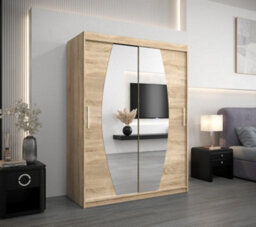 Arte Elypse Sliding Door Wardrobe In Oak Sonoma - Modern Storage Unit With Shelves And Hanging Rails (W1500mm X H2000mm X D620mm) - thumbnail 2
