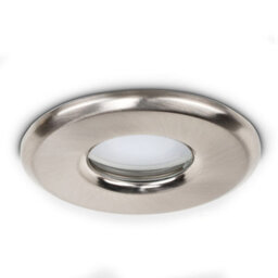 Valuelights Downlight Ip65 Brushed Chrome Ceiling Light Fitting 6 Pack With Cool White Bulbs
