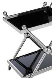 Orsina  Durable 2 Tier Silver And Cross Design Trolley, Elegant Drinks Trolley, Steel Kitchen Island Trolley - thumbnail 5
