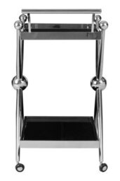 Orsina  Durable 2 Tier Silver And Cross Design Trolley, Elegant Drinks Trolley, Steel Kitchen Island Trolley - thumbnail 4