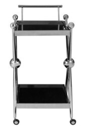 Orsina  Durable 2 Tier Silver And Cross Design Trolley, Elegant Drinks Trolley, Steel Kitchen Island Trolley - thumbnail 3