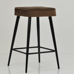 Lakeland Furniture Swan Mocha Brown Velvet  Black Fixed Base Bar Stool - thumbnail 4